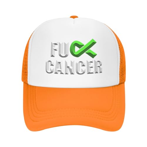 KEAAN Fuck Lymphoma Cancer Lime Trucker Hat Summer Mesh Cap with Adjustable Snapback Strap Unisex Orange