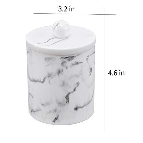 Zexzen Qtip Holder Cotton Swab Canister With Marble Look, Resin Bathroom Canister Vanity Storage Jars Organizer For Cotton Ball,Cotton Swab,Bath Salts-White #TOP2