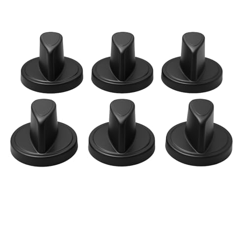 Image of Gas Stove Knobs Replacement (6 Pack) | Heat Resistant Push-On Control Knobs for Gas Stove, Cooktop & Oven | Easy Install Black