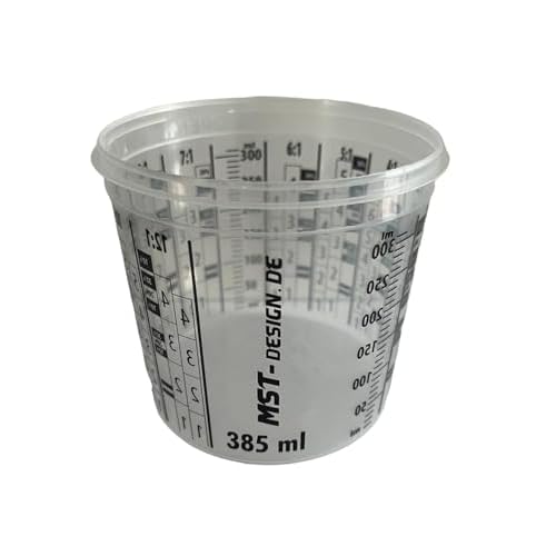 200 x Lackmischbecher 385 ml (0,385 L) I Einwegmischbecher I Messbecher Mischbecher von MST-Design I Anmischen von Farbe und Lack I Becher mit Skala I Lackieren Lack Lackierzubehör