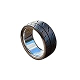 Wmboom Handmade Metal Tire Racing Ring, Dual Function Motorcycle Tire Fidget Rings Tire Wedding Rings for Racing Lover (B, 12)