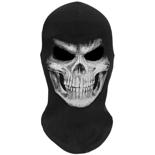 Applysu Ghost Mask Men Skull Balaclava Black Full Head Windproof Skeleton Ski Mask for Sport Halloween Cosplay Costume Props
