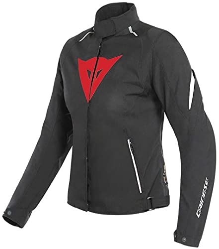 Dainese Laguna Seca 3 Lady D-Dry Jacket, Veste Moto, Femme, Noir/Rouge Lave/Blanc, 50