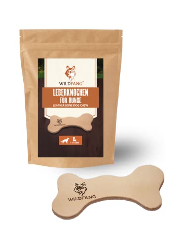 Wildfang® Lederkauknochen für Hunde | Zahnpflege & Snack & Kauspielzeug (L - 21 cm) Cover