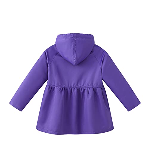 Toddler Kids Girls Boys Casual Button Soild Jacket Coat Long Sleeve Hooded Thicken Winter Jacket for (Purple, 5-6 Years)2