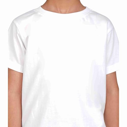 Image of Kids Round Neck T-Shirt Half Sleeves 100% Cotton Rich Soft Comfortable Fit Stylish Plain Color White+1 Combo Original Brand Tshirt for Boys