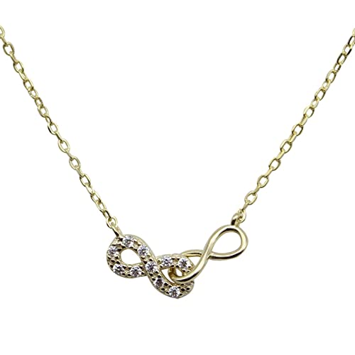 Collares Krrkqh, 925 Pavé Crystal Infinity Figura Ocho Collar para Mujeres Fashion Wjewelry Accessories-Necklace, 40 cm