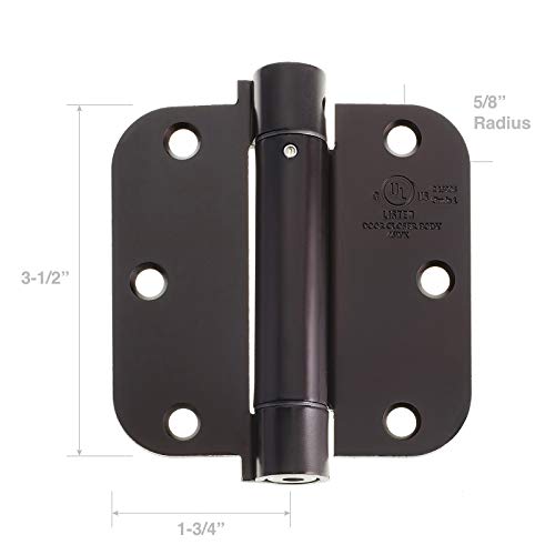 Cauldham (2 Pack) Heavy-Duty 3-1/2" Self-Closing Spring Door Hinge With 5/8" Radius Corners, Ul Listed - Oil Rubbed Bronze #TOP2