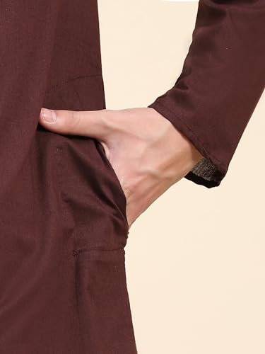 Image of SKAVIJ Men's Cotton Embroidered Kurta Shirt - Long Sleeve Traditional Indian Tunic for Casual
