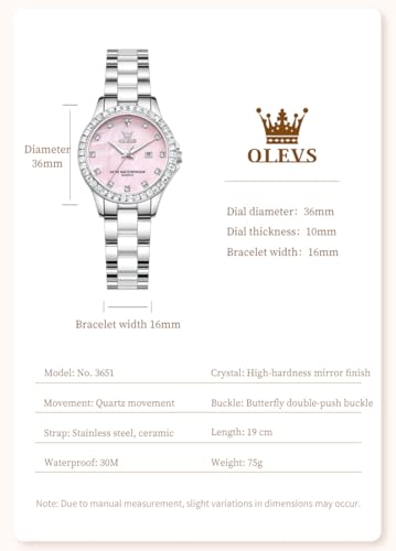 Image of OLEVS Womens Watch Gold Ladies Dress Elegant Luxury Stainless Steel Waterproof Easy to Read Small Wrist Watches for Women