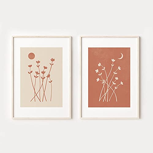 Lot de 2 affiches vintage de 70 x 100 cm en toile beige et terre cuite