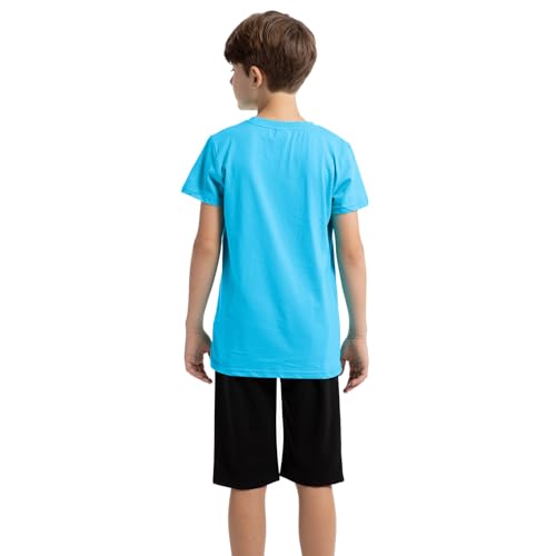 Image of amropi Boys Shorts Set Cotton T-Shirt and Short Pants 2 Pieces Summer Tracksuit for Age 2-12 Years