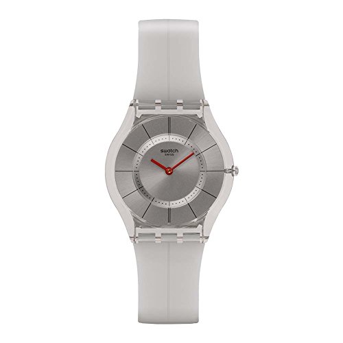 Swatch Women’s Skin Clear Plastic Watch, Gray Band