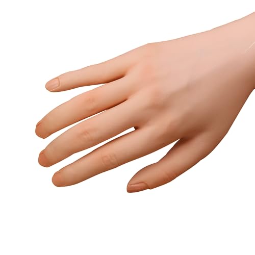 Mão de prática certa para unhas de acrílico com suporte, mão de manequim para prática de unhas, mão