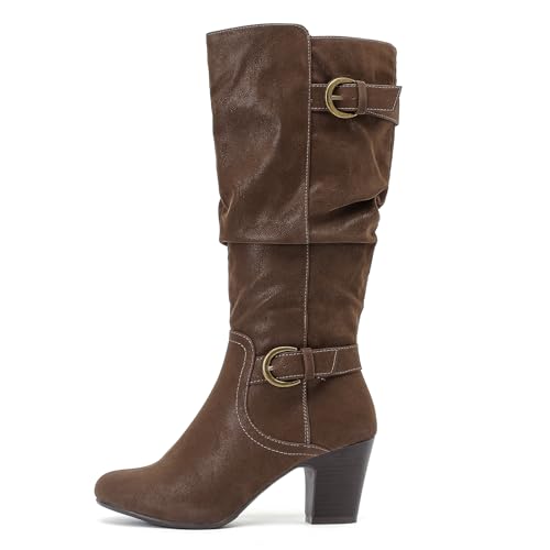Women's Slouchy Knee High Boots with Chunky Heel, Pointed Toe, Comfortable and Fashionable Fall Winter Boots for Women.2