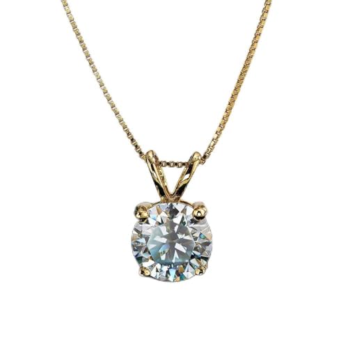 Pendentif moissanite 1 carat argent 925 plaqué or 14k classique chic