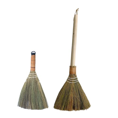 PRETYZOOM 2pcs Hand Woven Broom Lightweight Portable Cleaning Sweeper for Home Kitchen Office Whisk Broom Desktop Duster for Efficient Dust Removal