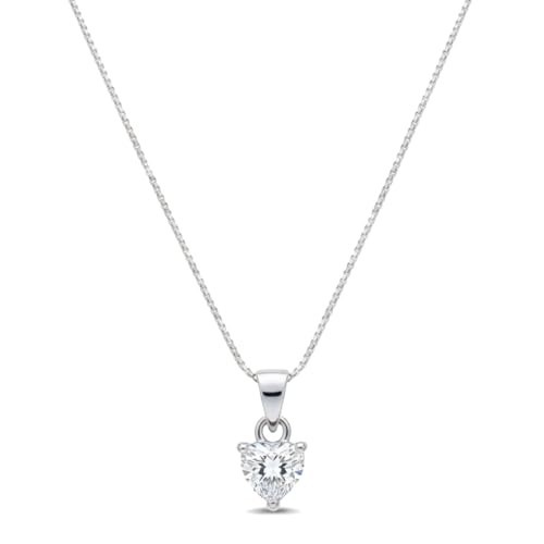 Image of Parnika 925 Sterling Silver Heart Solitaire Zircon Pendant for Women and Girls | Gift for Women n Girls | With Certificate of Authenticity | Pendant Only | Locket|
