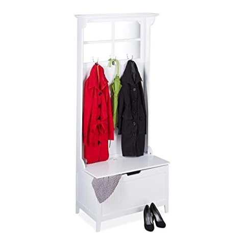 Relaxdays Farmhouse Style Coat Rack with Mirror Cover
