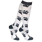 Go2Socks Holiday Compression Socks | Women Men Nurses Runners | 15-20 mmHg Medical Stockings (PawPrint, l)