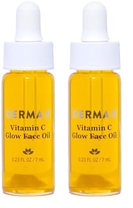 DERMA E Vitamin C Glow Deluxe Face Oil, 0.23 FZ (Pack of 2)