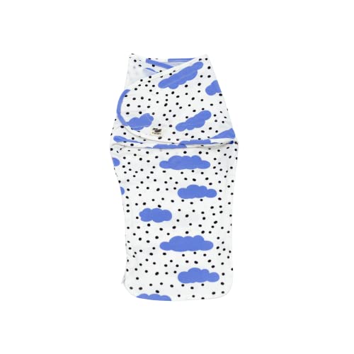 Image of Norani Baby Snugababe Swaddle Pod for Newborns | Secure Arm Inserts Prevent Escape | Easy-Zip for Diaper Changes | Clouds Print