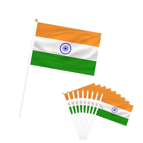 Rotenl 25 Pack Small Mini India Flags on Stick