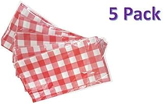 Disposable Tablecloths - Plastic Tablecovers for Picnics or Parties with Checkered Red