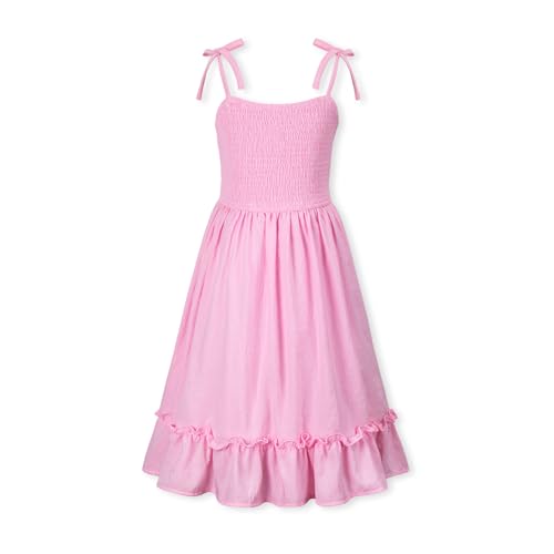 WELAKEN Girls Summer Dress A-Line Spaghetti Strap Open Back Twirl Sundress for Kids2