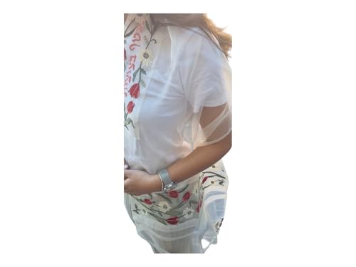 Pashmina Tallit for Women - Floral Design Prayer Shawl with Bag & Kippah - Viscose Organza - 78"x20" - Jewish Gift"4