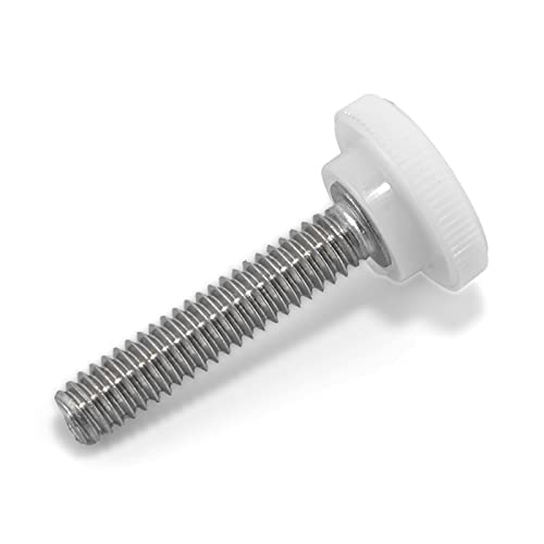 Thumb Screw Depot TSD-14.20-1250-RND-W 1/4"-20 X 1-1/4 Inch Thumb Screw Stainless Steel - White Knurled Round Plastic Knob cover