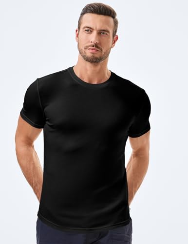 Image of JMIERR Mens Short Sleeve T Shirt Summer Muscle Slim Fitted Crewneck Longline Tees Shirts for Gym Workout