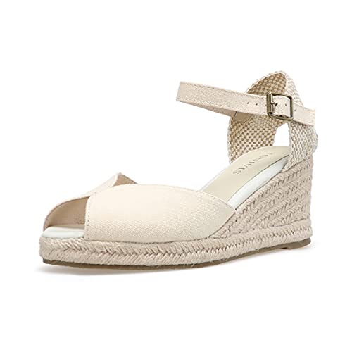 Image of Women's Espadrille Wedge Sandals Closed Toe Lace-Up Shoes
