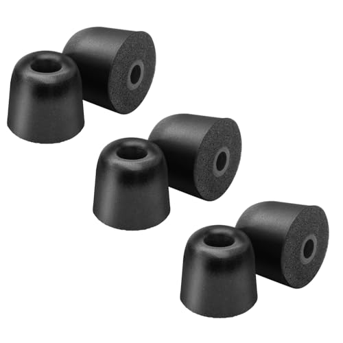 Klowcok 低反発素材イヤーチップ 交換用 Shure SE215 PRO SE425 SE535 SE846 Aonic4 Aonic5 イヤホン用 ノイズアイソレーション (3ペア、ブラック)(ミディアム)