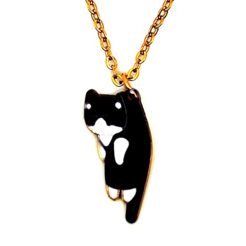 Cat Necklace for Women, Cute Necklaces for Teen Girls Kawaii Granddaughter Necklace Gold Plated Cat Jewelry Gifts - Black Cat - Main Image