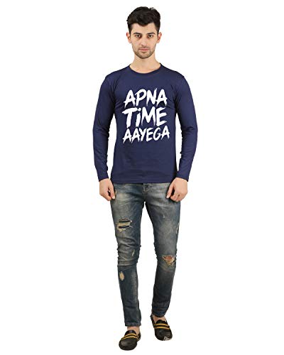 Image of Apna Time Aayega Printed Regular Fit Full Sleeves T-Shirts for Men