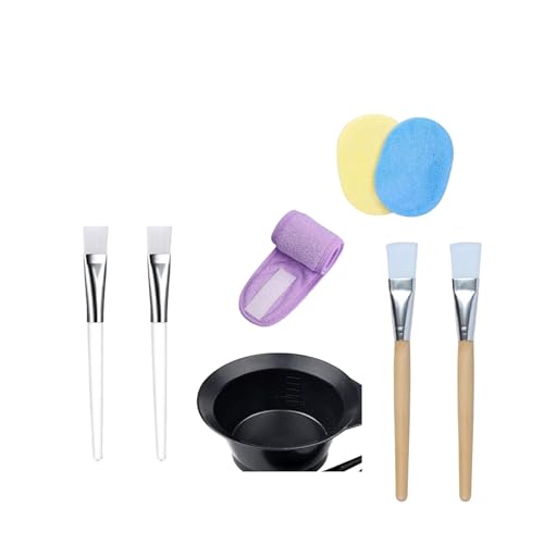 Image of Professional Face Mask Tool Set, Silicone Applicator Brushes, Mixing Bowl, Beauty Sponges, Headband for Facial Treatments