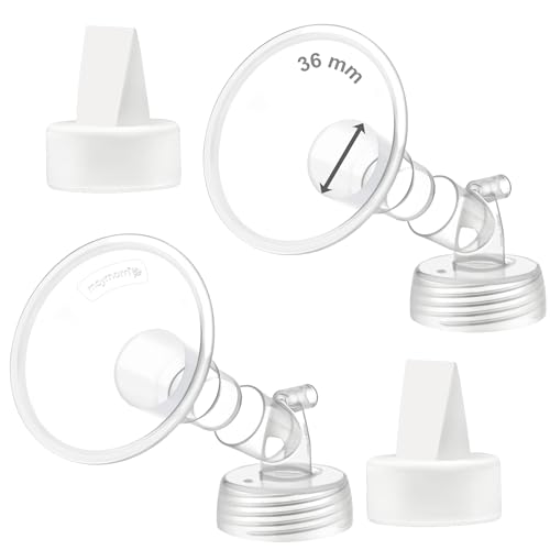 Image of 2X 36 mm Maymom Two-Piece Wide Neck Pump Parts Compatible with Spectra S1,Spectra S2 Pumps and 2 Valves; Incl Wide Mouth Flanges; Not Original Spectra Flange; (36mm Flange with Valve)