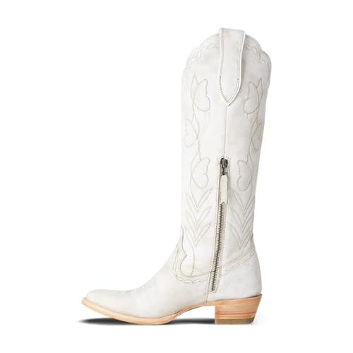 Lane Womens Sweet Memories Knee High Casual Boots Knee High Low Heel 1-2" - White3