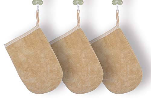 Preisvergleich Produktbild KinHwa Make-Up Entferner Handschuh Super Sanft Mikrofaser Abschminkhandschuh Wiederverwendbar Gesichtsreinigung und Abschminken nur mit Wasser 13cm x 20cm 3 Stück (13cmx20cm, Cream)