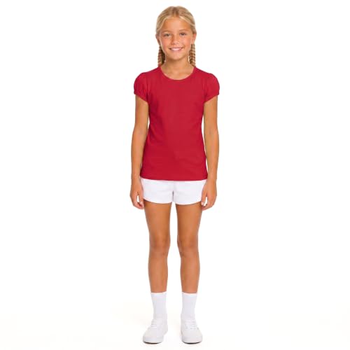 Image of Lilax Girls Short Puff Sleeve Cotton T-Shirt, Toddler & Little Girls Top | 95% Cotton Puff Sleeve Tee; Crewneck, Short Sleeve; Toddler & Girls Sizes 2T-12; for School, Play & Everyday; Machine Wash