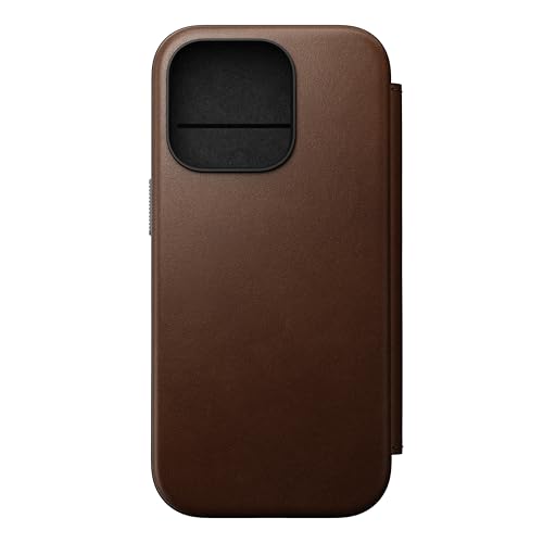NOMAD Modern Folio Étui en Cuir pour iPhone 16 Pro - Marron