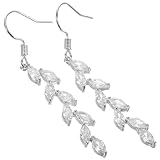 PACKOVE Zirconia Tassel Dangle Earrings for Women and, Platinum Plated Bride Earrings, Stylish Wheat Ear Hooks for Wedding and Special Occasions