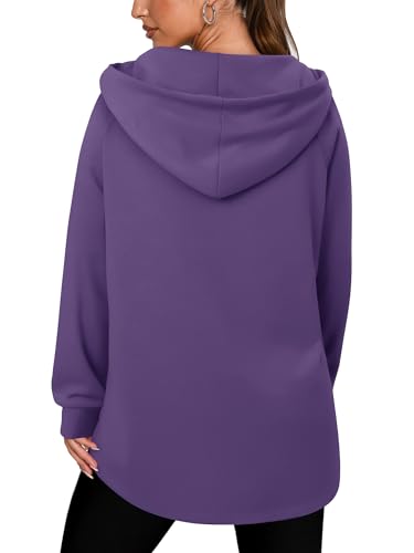 onlypuff Women Hoodie Pullover Trendy Quarter Zipper Lapel Sweatshirts Drawstring Cute Hooded Tunic Tops with Side Pockets