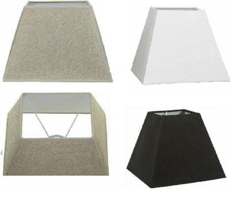 Pyramid Square Cotton Linen Dual Purpose Table Lamp & Ceiling Pendant Light Shade (12 Inch, Cream)