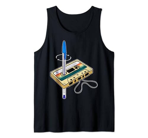 Cinta Cassette Vintage Y Bolígrafo Friki Divertido Años 80 Camiseta sin Mangas