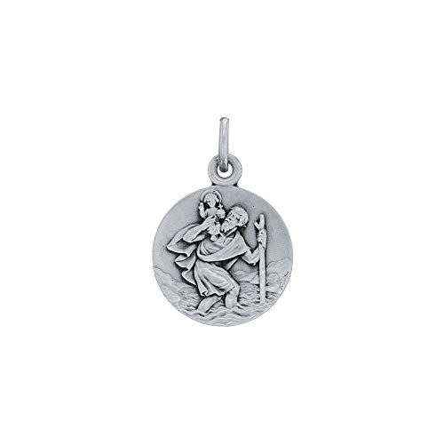 Médaille Saint-Christophe argent rhodié pendentif rond homme femme enfant