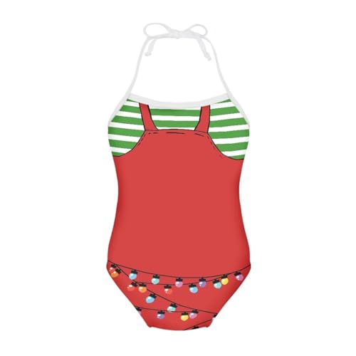 Image of Girls One Pieces Christmas Swimsuit Cute Swimwear Bathing Suits Beach Sport Halter Swimwear Vacation Pool Party Size