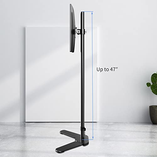 Image of Single Tall Monitor Mount, Extra Long Computer Stand with 47 inch Pole, Floor Computer Stand, Free-Standing Monitor Desk Mount Support 13 to 27 inch Screen,22lbs