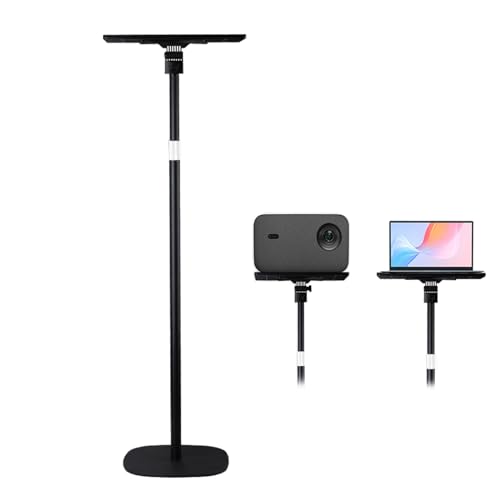 POLESTO Supporto per proiettore, Regolabile in Altezza 54-129 cm, Girevole a 360°, Portata 7kg, Supporto a Pavimento Compatibile con Pico-proiettori, computer portatile, Telecamere, DV, Trail Camera